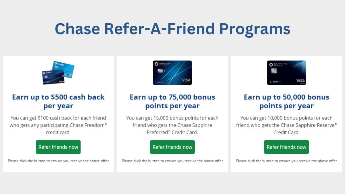 Chase Program Chase Freedom Unlimited Referral Program: Earn Upto $500