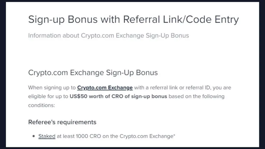 Crypto.com sign up bonus
