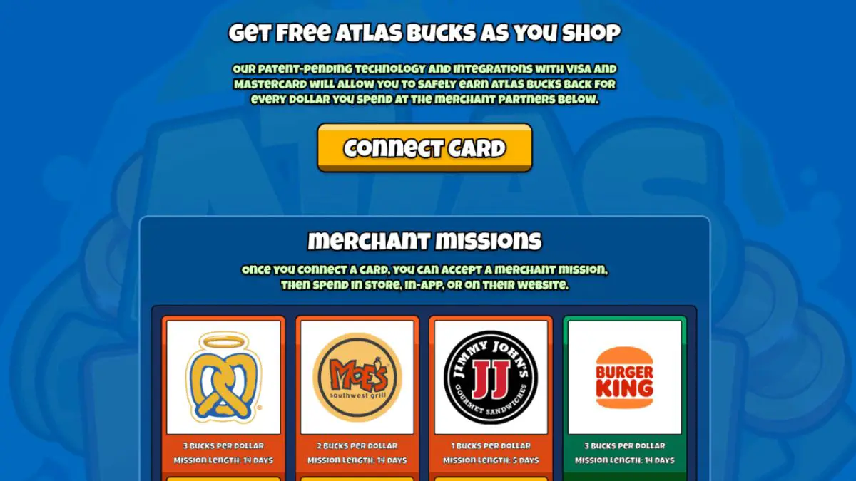 Get Free Atlas Bucks Page on Atlas Earth
