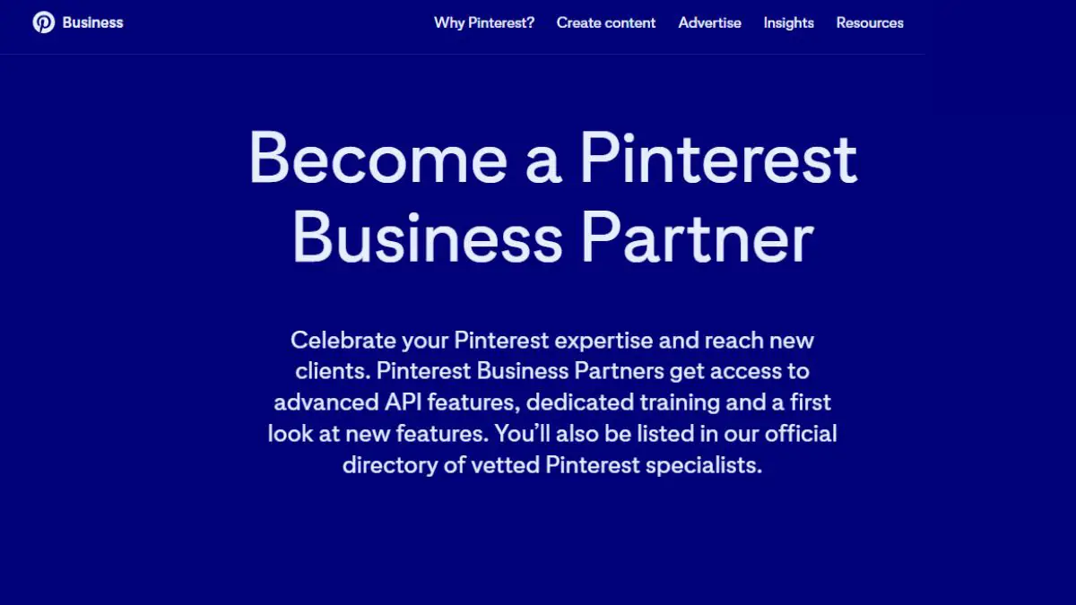 Pinterest Partner Program Page