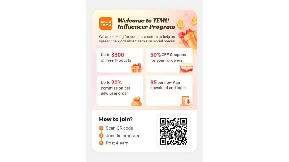 Temu Influencer Program on App