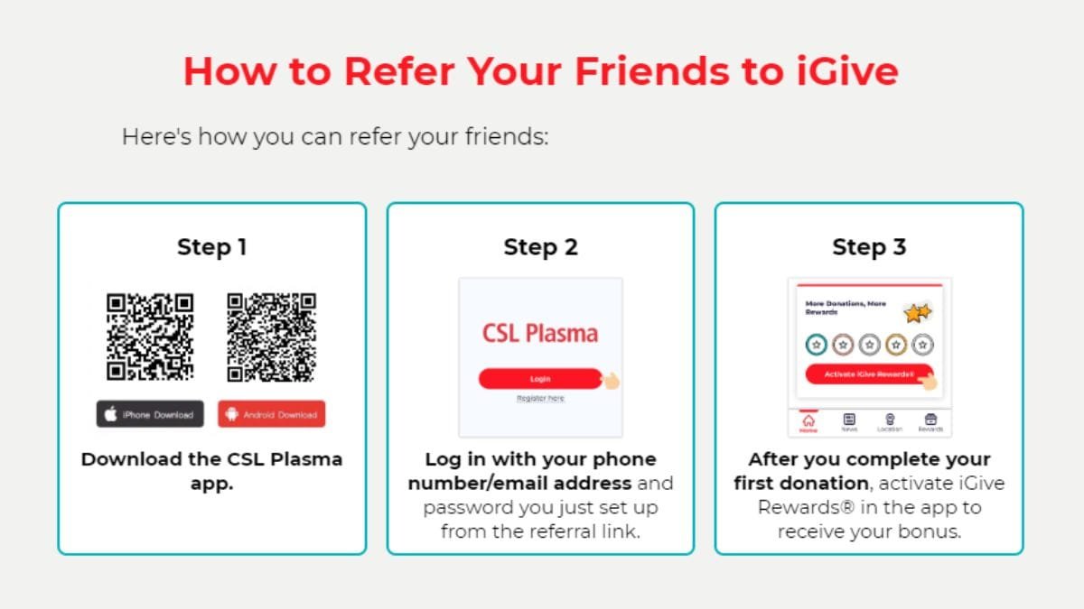 CSL Plasma Referral Bonus Steps