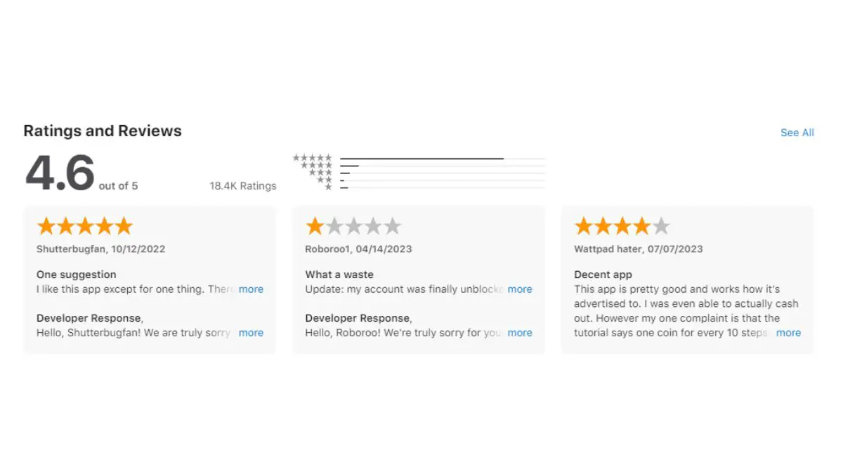 CashWalk Reviews on Apple Store