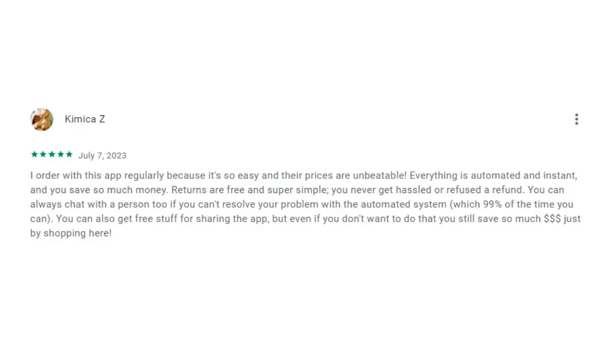 Temu Review About Delivery and Returns on Google PlayStore